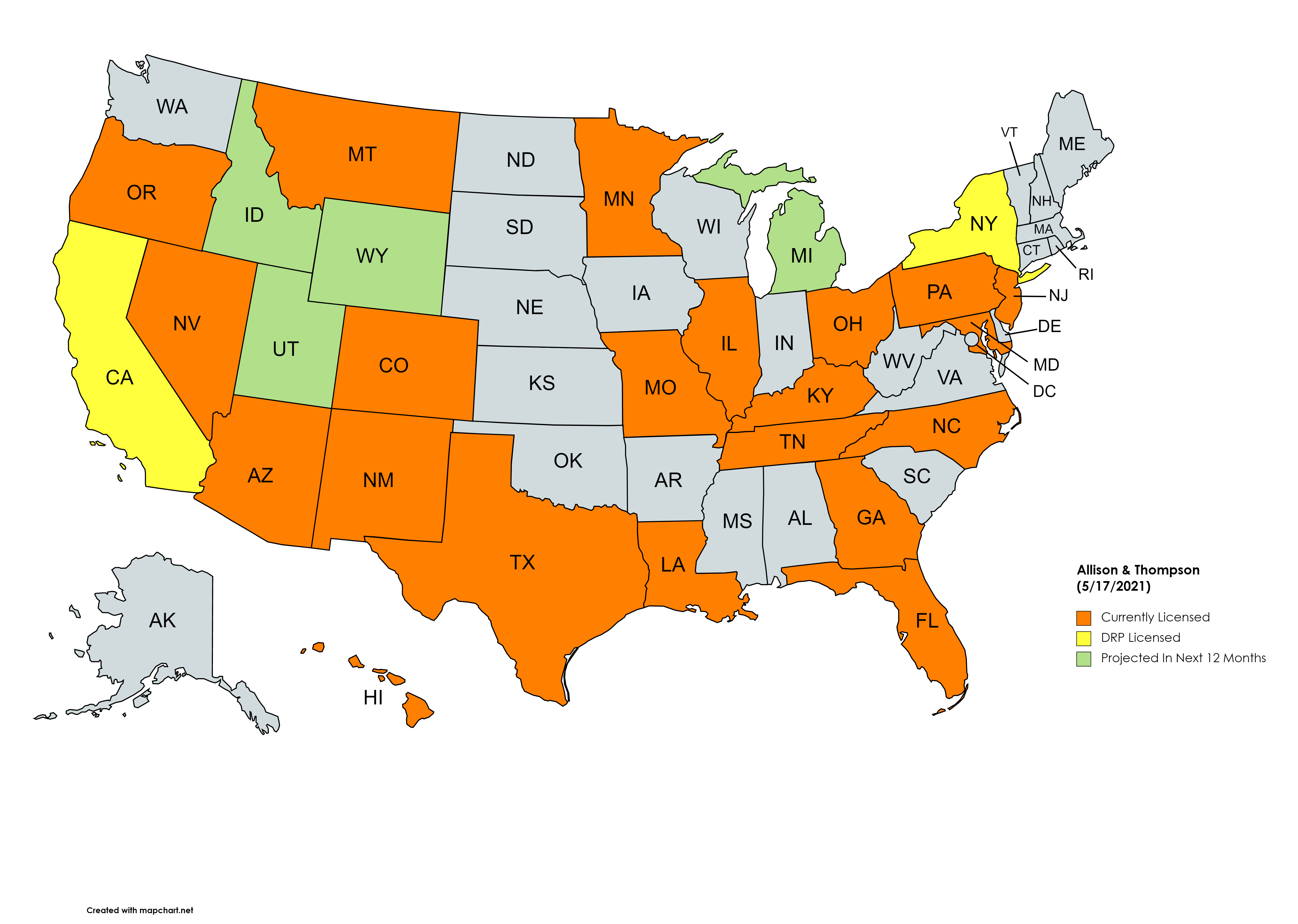 States We Are Licensed In